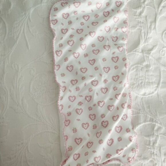 Kissy Kissy Pima Cotton Pink Heart Baby Burp Cloth - Picture 1 of 3